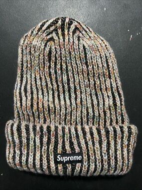 Supreme Black & Multicolor Rib Knit Beanie